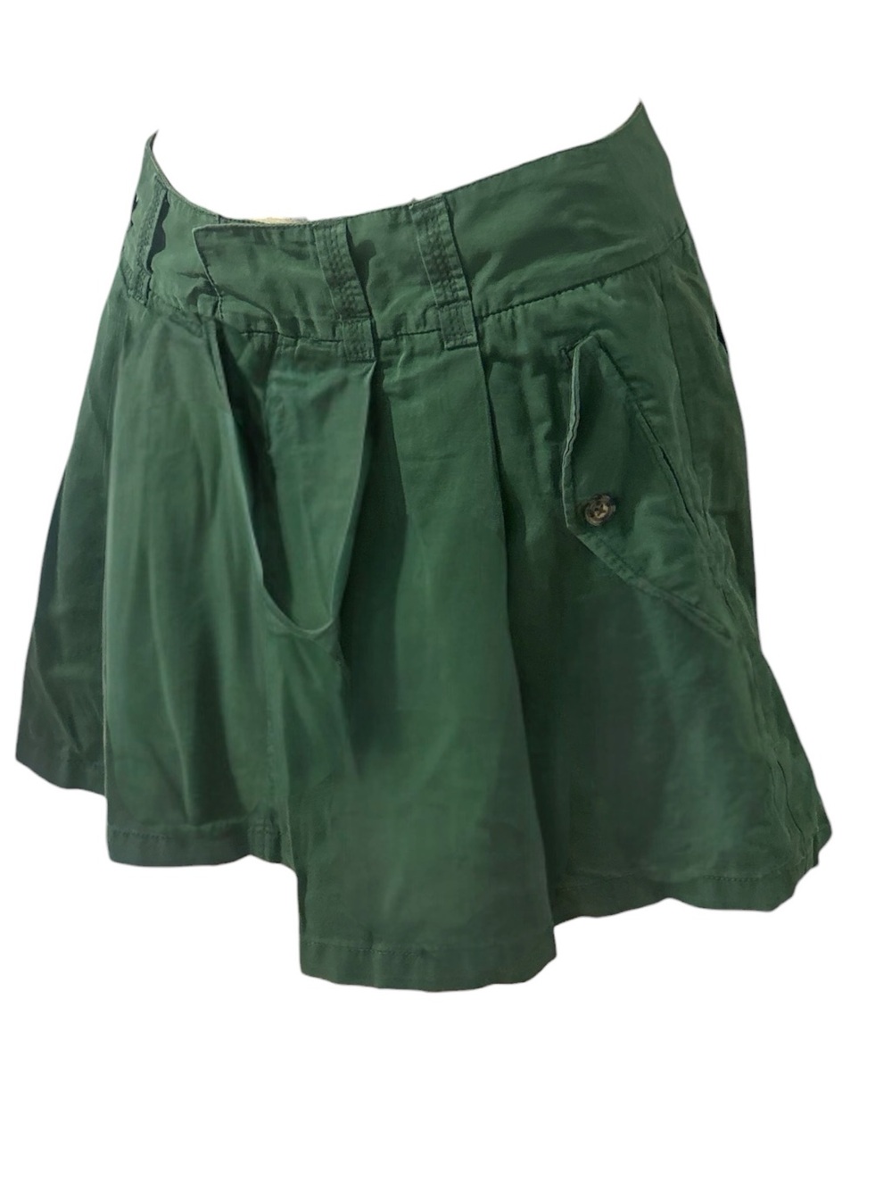 Free People Pleats To Meet You Mini Skirt Forest Green Cotton Preppy Academia - Picture 6 of 7